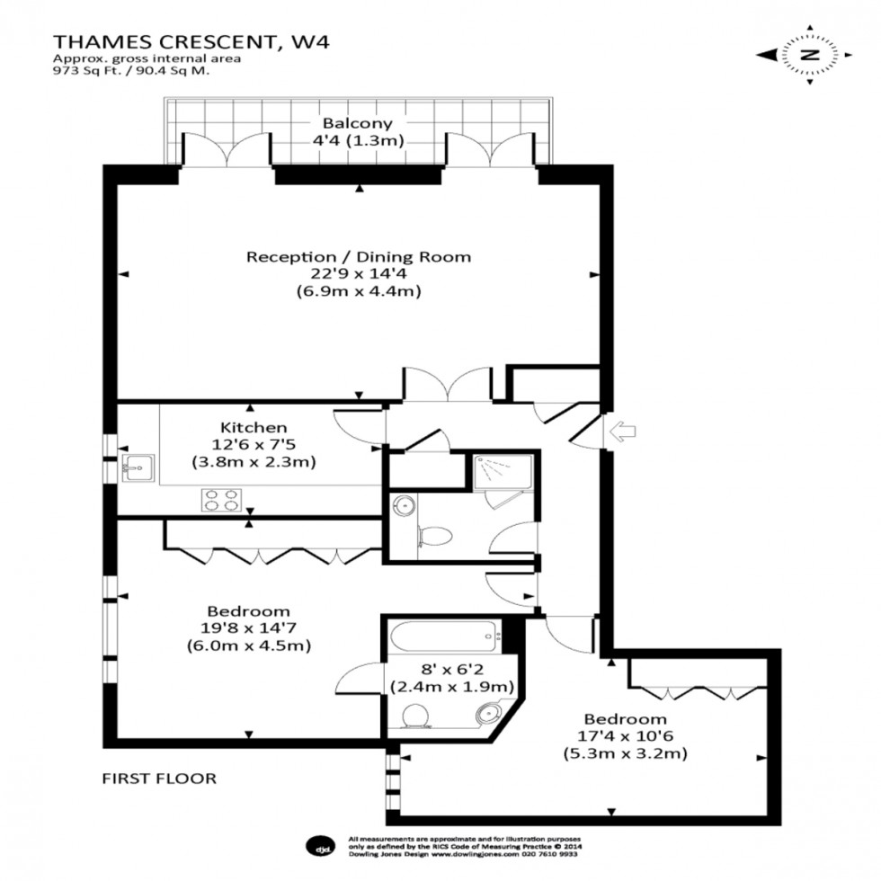 Floorplan for Thames Crescent, W4