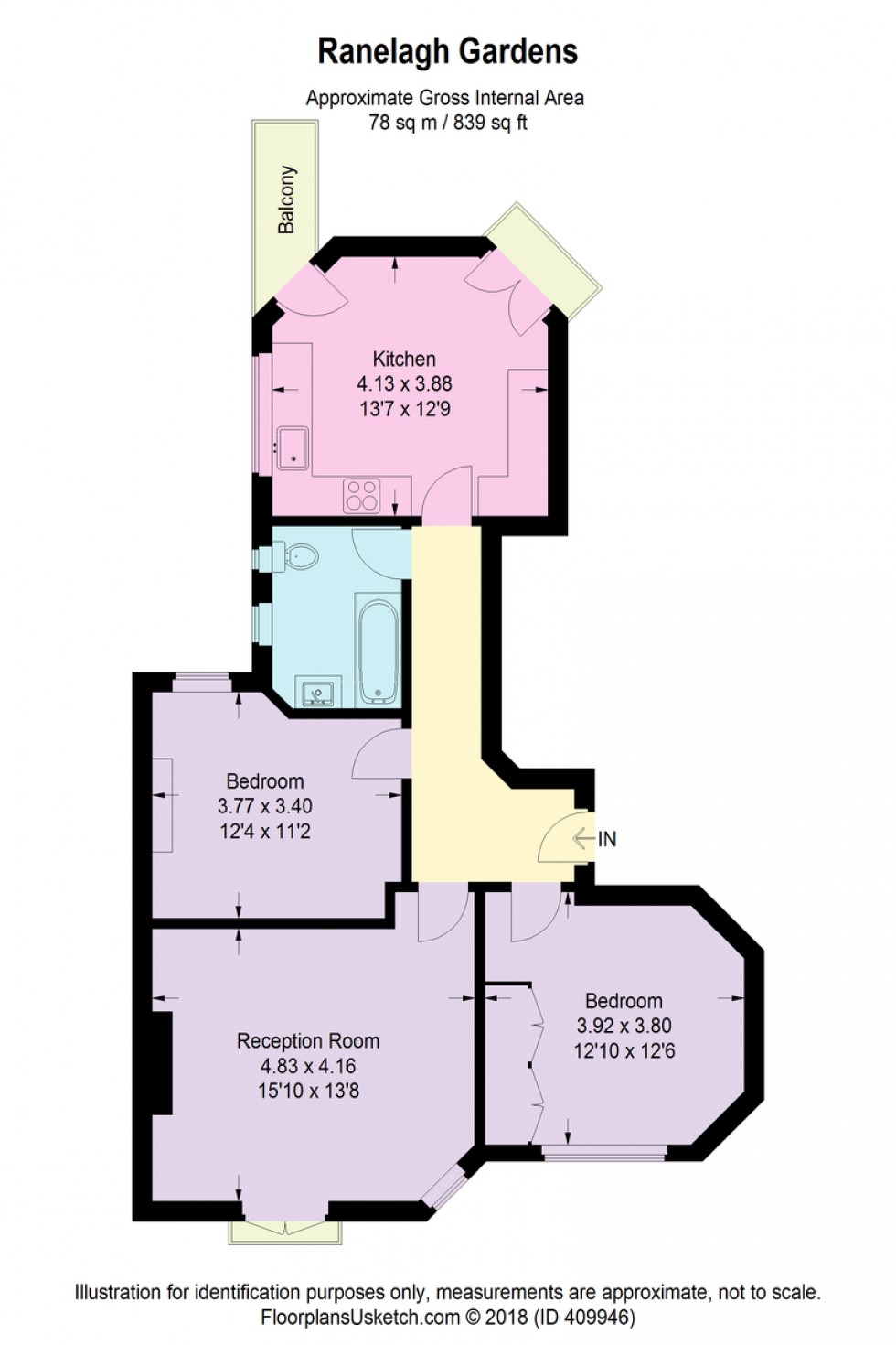 Floorplan for Ranelagh Gardens, Stamford Brook Avenue, London